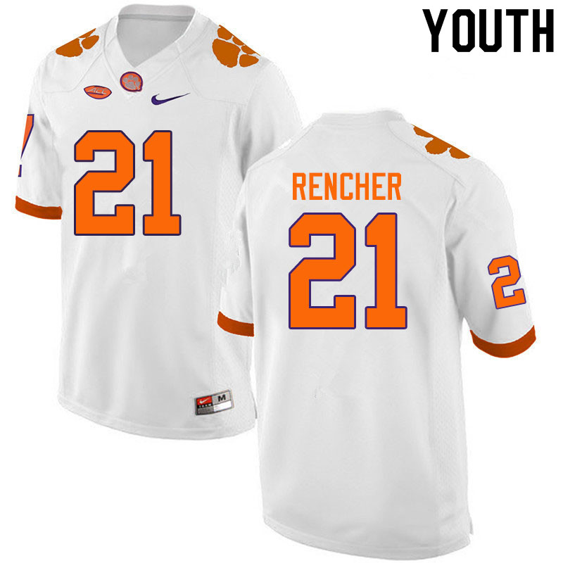 Youth #21 Darien Rencher Clemson Tigers College Football Jerseys Sale-White